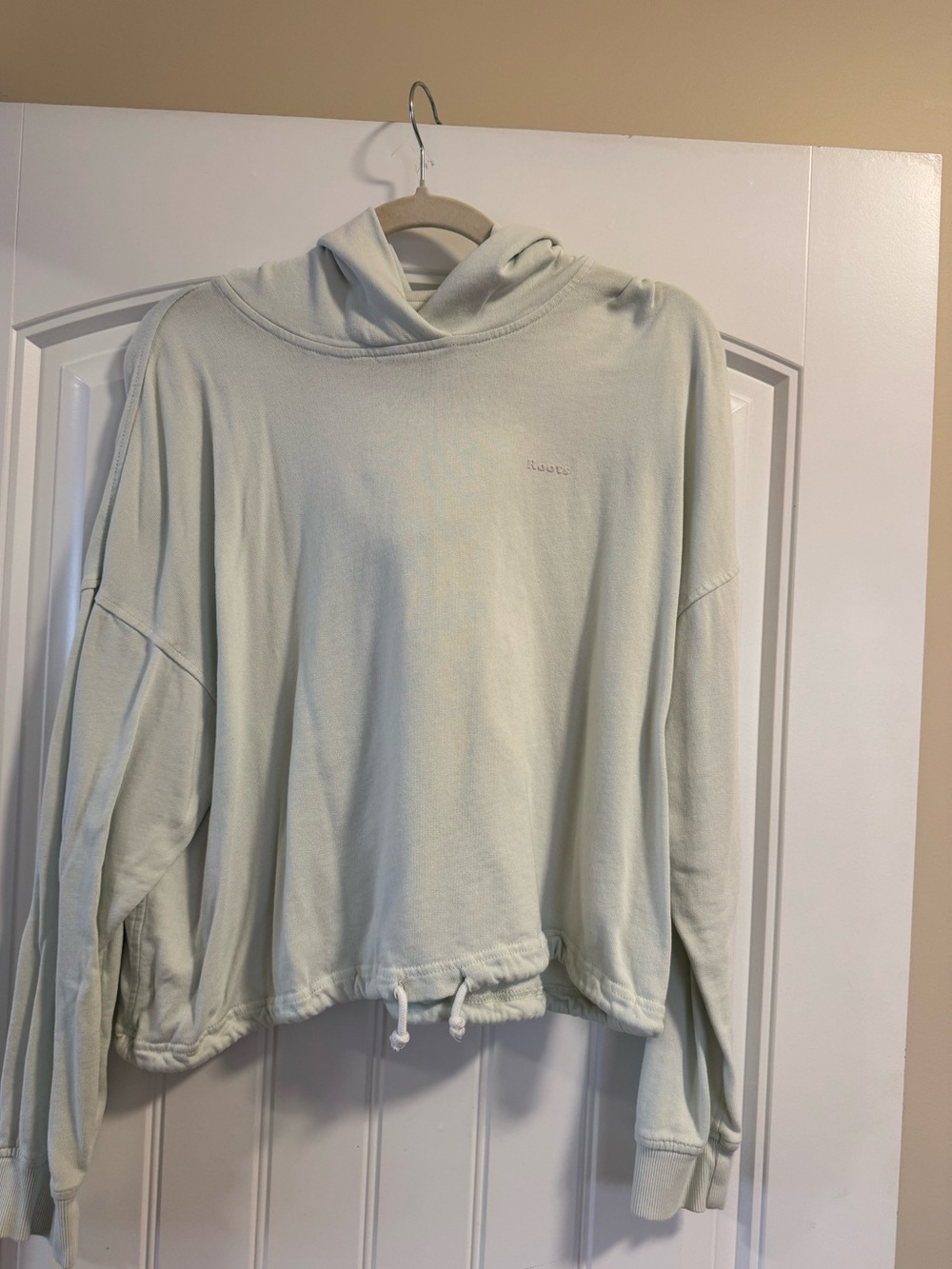Roots Bonita Crop Hoodie Light Sage Green Size M